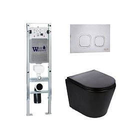 Комплект Weltwasser 10000011050 унитаза Salzbach 041 MT-BL с сиденьем микролифт и инсталляции Amberg 350 ST с кнопкой Amberg RD-MT CR хром - фото 1
