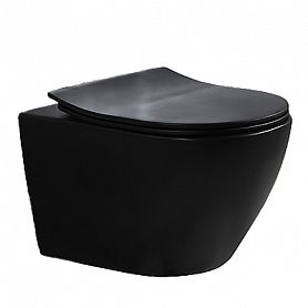 Унитаз Esbano Amapola Matt Black подвесной, безободковый, с сиденьем микролифт, цвет черный матовый - фото 1
