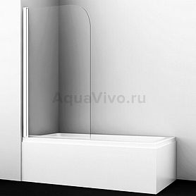 Шторка на ванну WasserKRAFT Leine 35P01-80W 80x140, стекло прозрачное, профиль белый - фото 1