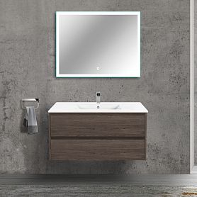 Мебель для ванной Vincea Gio 100, с 2 ящиками, цвет темный дуб - фото 1