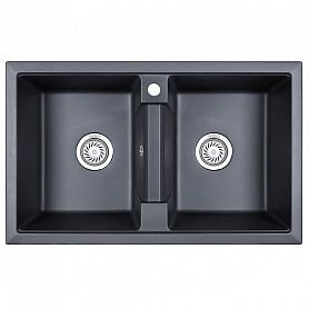 Кухонная мойка Granula GR-8101 SV 81x50, 2 чаши, цвет шварц - фото 1