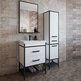 Мебель для ванной Sanflor Норд 60, цвет белый / черный муар - фото 1