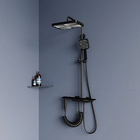 Душевая стойка RGW Shower Panels SP-35 B, с верхним душем, термостатическим смесителем, цвет черный - фото 1