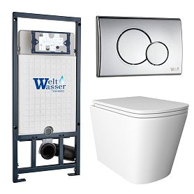 Комплект: Weltwasser Инсталляция Mar 507+Кнопка Mar 507 RD CR хром+Verna JK3021022 белый унитаз - фото 1