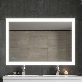 Зеркало Бриклаер Вега 125x80, с подсветкой и часами - фото 1