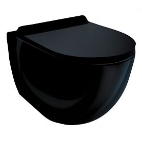 Унитаз Esbano Garcia Glossy Black подвесной, безободковый, с сиденьем микролифт, цвет черный глянец - фото 1