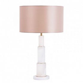 Интерьерная настольная лампа Arte Lamp Ramada A3588LT-1PB, арматура цвет белый/медь, плафон/абажур ткань, цвет бежевый - фото 1