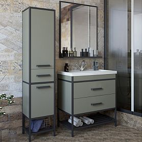 Мебель для ванной Sanflor Норд 60, цвет тауп / черный муар - фото 1