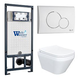 Комплект: Weltwasser Инсталляция Mar 507+Кнопка Mar 507 RD GL-WT белый+Ventus JK7011055 белый унитаз - фото 1