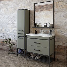 Мебель для ванной Sanflor Норд 80, цвет тауп / черный муар - фото 1