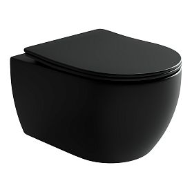 Унитаз Ceramica Nova Play Rimless CN3001MB подвесной, безободковый, с сиденьем микролифт, цвет черный матовый - фото 1