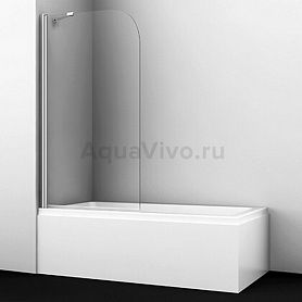 Шторка на ванну WasserKRAFT Leine 35P01-80 Fixed 80x140, с фиксатором, стекло прозрачное, профиль серебристый - фото 1