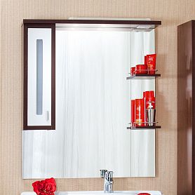 Шкаф-зеркало Бриклаер Бали 90 L левое, цвет венге / белый глянец - фото 1