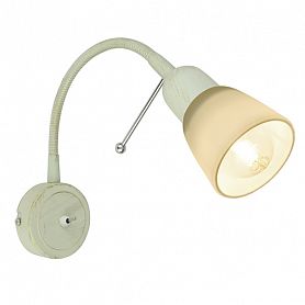 Бра Arte Lamp Lettura A7009AP-1WG, арматура белая / золото, плафон стекло белое, 7х34 см - фото 1
