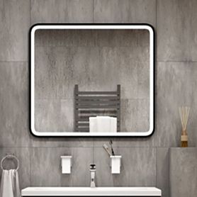 Зеркало Art & Max Genova 90x80, с подсветкой и диммером, цвет черный - фото 1