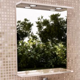 Зеркало Comforty К 60x70, с подсветкой, цвет белый глянец - фото 1