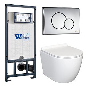 Комплект: Weltwasser Инсталляция Mar 507+Кнопка Mar 507 RD CR хром+Stella JK1061016 белый унитаз - фото 1
