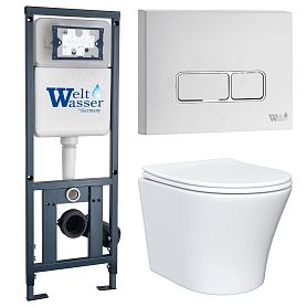 Комплект: Weltwasser Инсталляция Mar 410+Кнопка Mar 410 SE GL-WT белый+Astra JK8021052 белый унитаз - фото 1