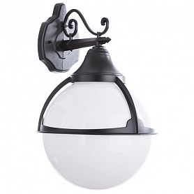 Настенный фонарь уличный Arte Lamp Monaco A1492AL-1BK, арматура черная, плафон пластик белый, 27х30 см - фото 1