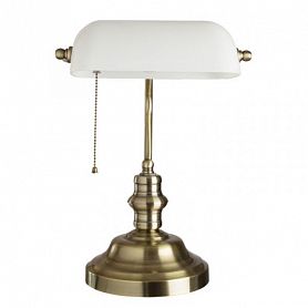 Интерьерная настольная лампа Arte Lamp Banker A2493LT-1AB, арматура бронза, плафон стекло белое, 27х26 см - фото 1