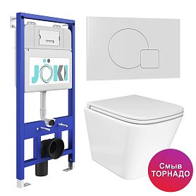 Комплект: JOKI Инсталляция JK01150+Кнопка JK024540WM белый+Verna T JK3031025 белый унитаз, смыв Торнадо - фото 1