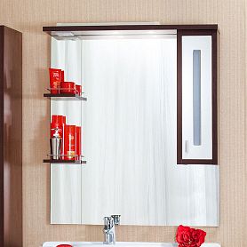 Шкаф-зеркало Бриклаер Бали 90 R правое, цвет венге / белый глянец - фото 1