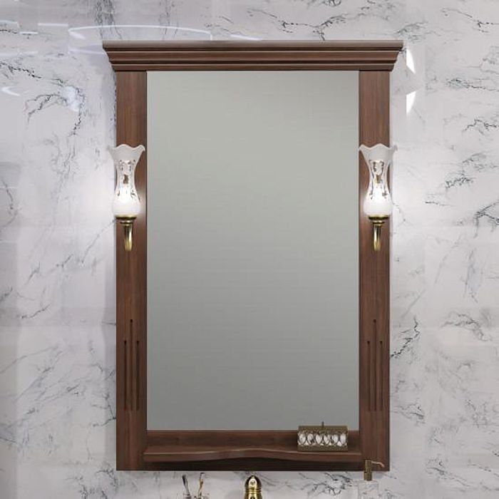 Зеркало Опадирис Риспекто 65x100, с отверстиями для светильников, цвет орех антикварный