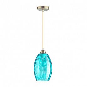 Подвесной светильник Lumion Sapphire 4490/1, арматура бронза, плафон стекло голубое - фото 1