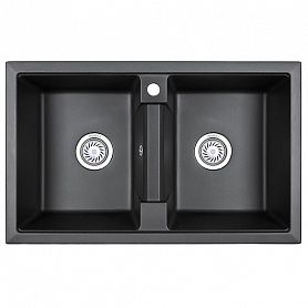 Кухонная мойка Granula GR-8101 BL 81x50, 2 чаши, цвет черный - фото 1