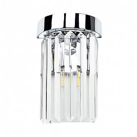 Бра Arte Lamp Secunda A1003AP-1CC, арматура хром, плафон хрусталь прозрачный, 16х10 см - фото 1