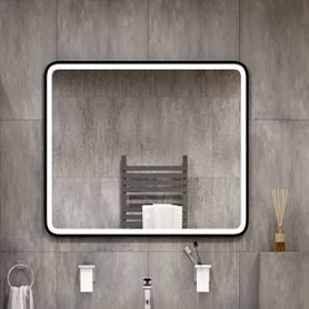 Зеркало Art & Max Genova 100x80, с подсветкой и диммером, цвет черный - фото 1