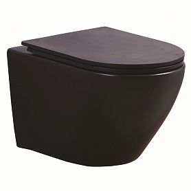 Унитаз Esbano Azalea Matt Black подвесной, безободковый, с сиденьем микролифт, цвет черный матовый - фото 1