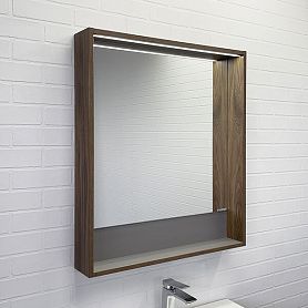 Зеркало Comforty Томари 70x80, с подсветкой, цвет дуб темно-коричневый - фото 1
