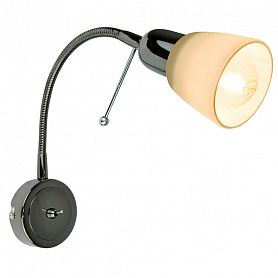 Бра Arte Lamp Lettura A7009AP-1BC, арматура черный хром, плафон стекло белое, 7х34 см - фото 1