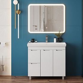 Мебель для ванной Оника Айленд 90, с бельевой корзиной, цвет белый - фото 1