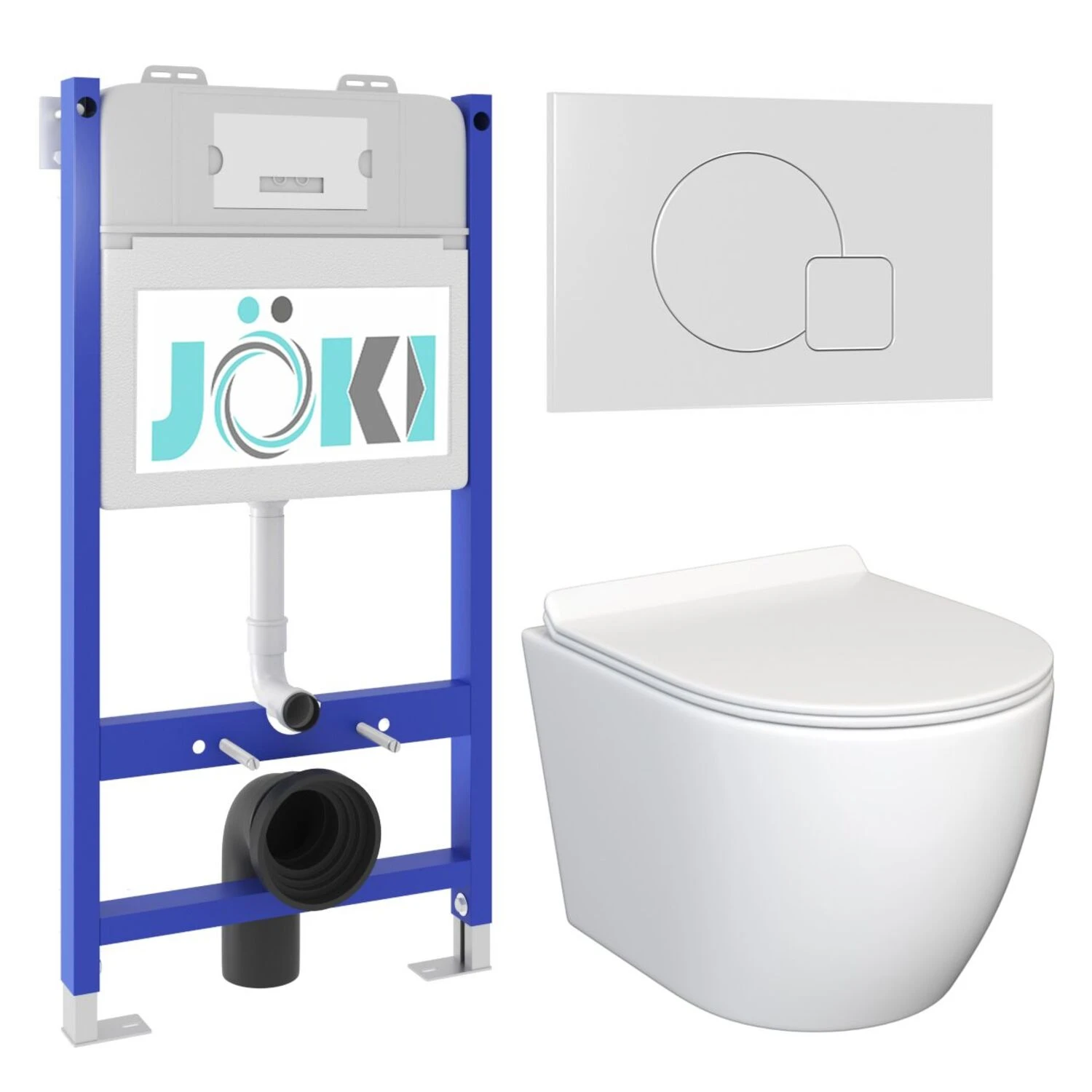 Комплект: JOKI Инсталляция JK03351+Кнопка JK024540WM белый+Stella JK1061016 унитаз белый