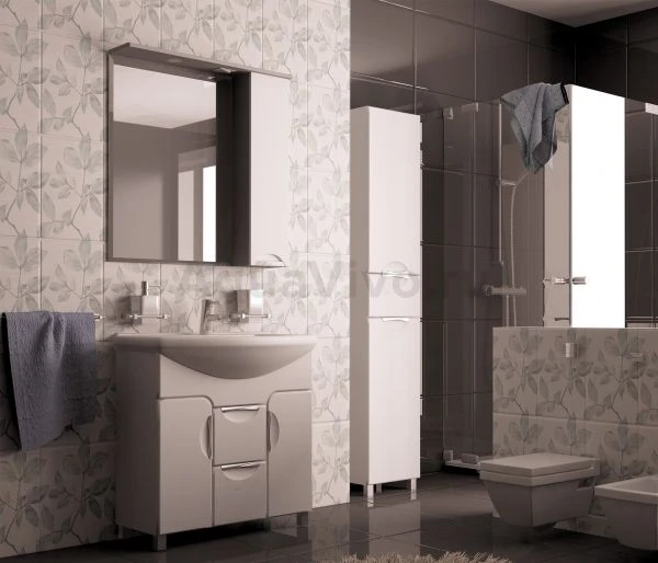 Шкаф-зеркало Mixline Кассиопея 75x82, с подсветкой, правый, цвет белый - фото 1