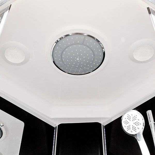 Душевая кабина Deto BM1510 Black 100x100, стекло матовое с узором, профиль хром глянцевый
