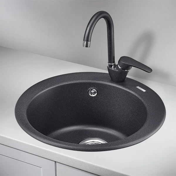 Кухонная мойка Granula GR-4801 BL 48x48, цвет черный - фото 1