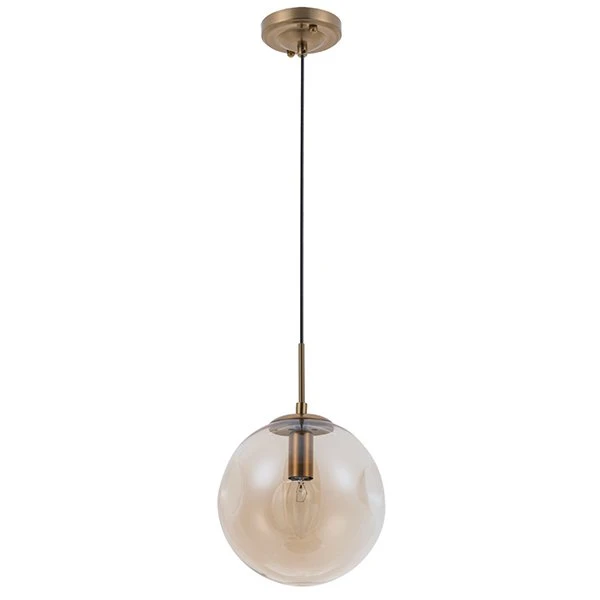 Подвесной светильник Arte Lamp Tureis A9920SP-1PB, арматура медь, плафон стекло янтарное, 20х20 см