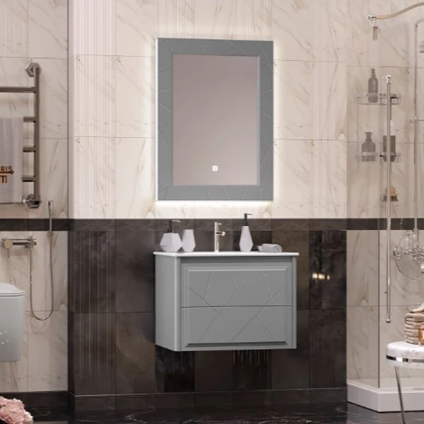 Зеркало Опадирис Луиджи 70x100, с подсветкой, цвет серый матовый - фото 1