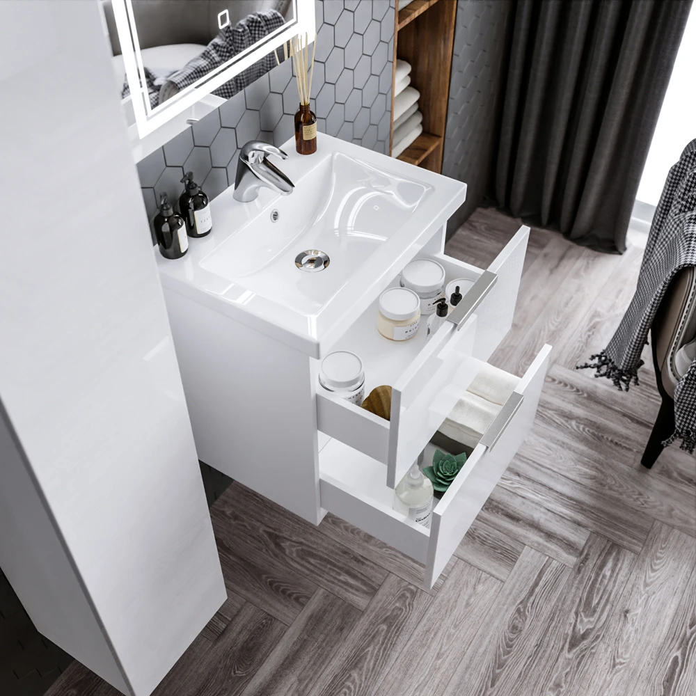 Мебель для ванной Бриклаер Хелена 60, цвет белый глянец - фото 1
