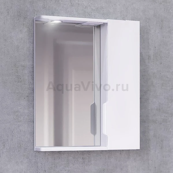 Шкаф-зеркало Jorno Moduo Slim 50, с подсветкой, цвет белый