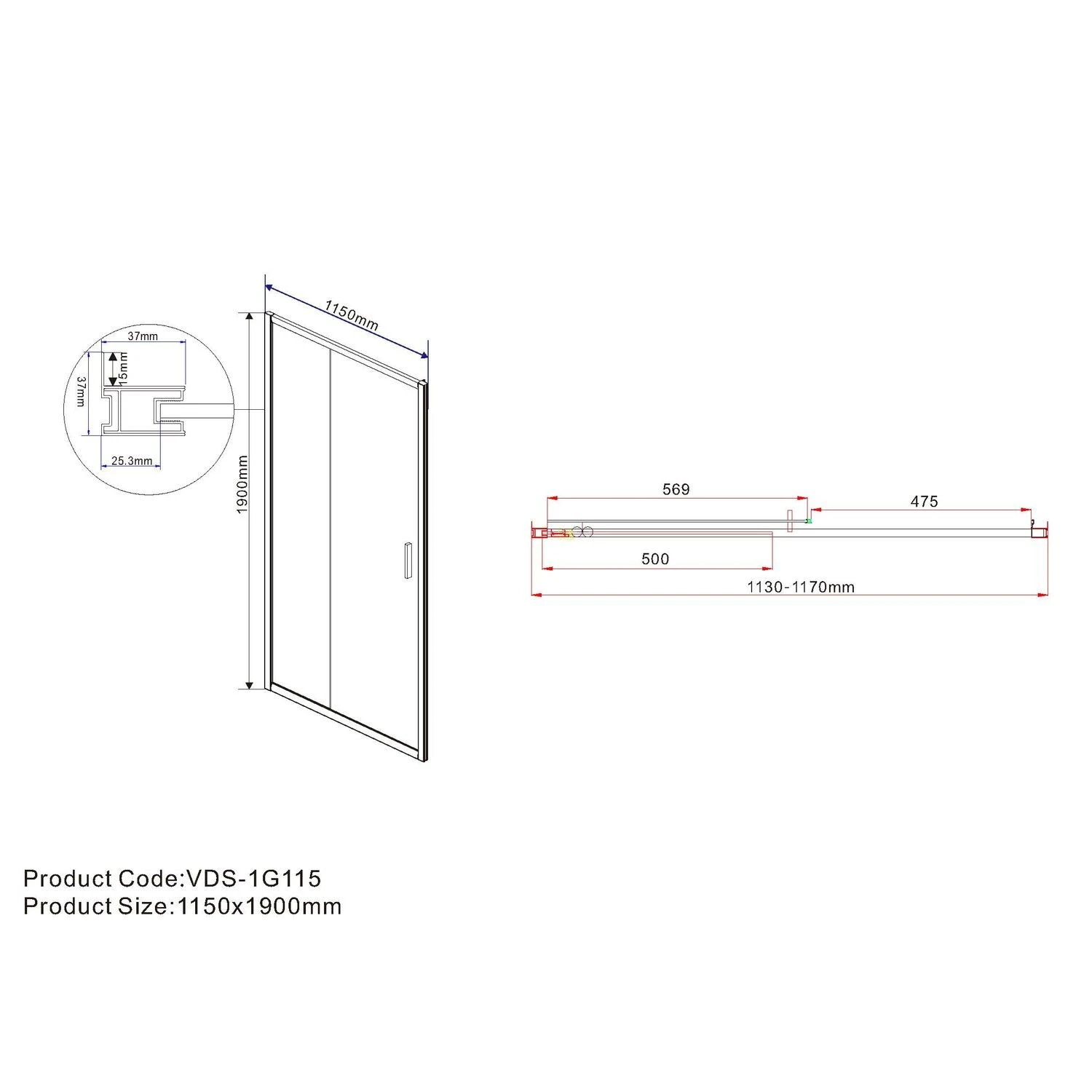 Душевая дверь Vincea Garda VDS-1G 115x190, стекло шиншилла, профиль хром - фото 1