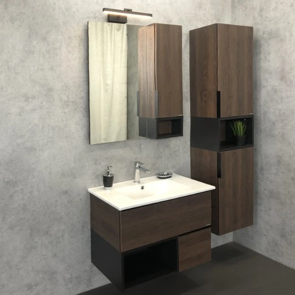 Мебель для ванной Comforty Франкфурт 75 с раковиной Comforty 75E, цвет дуб шоколадно-коричневый
