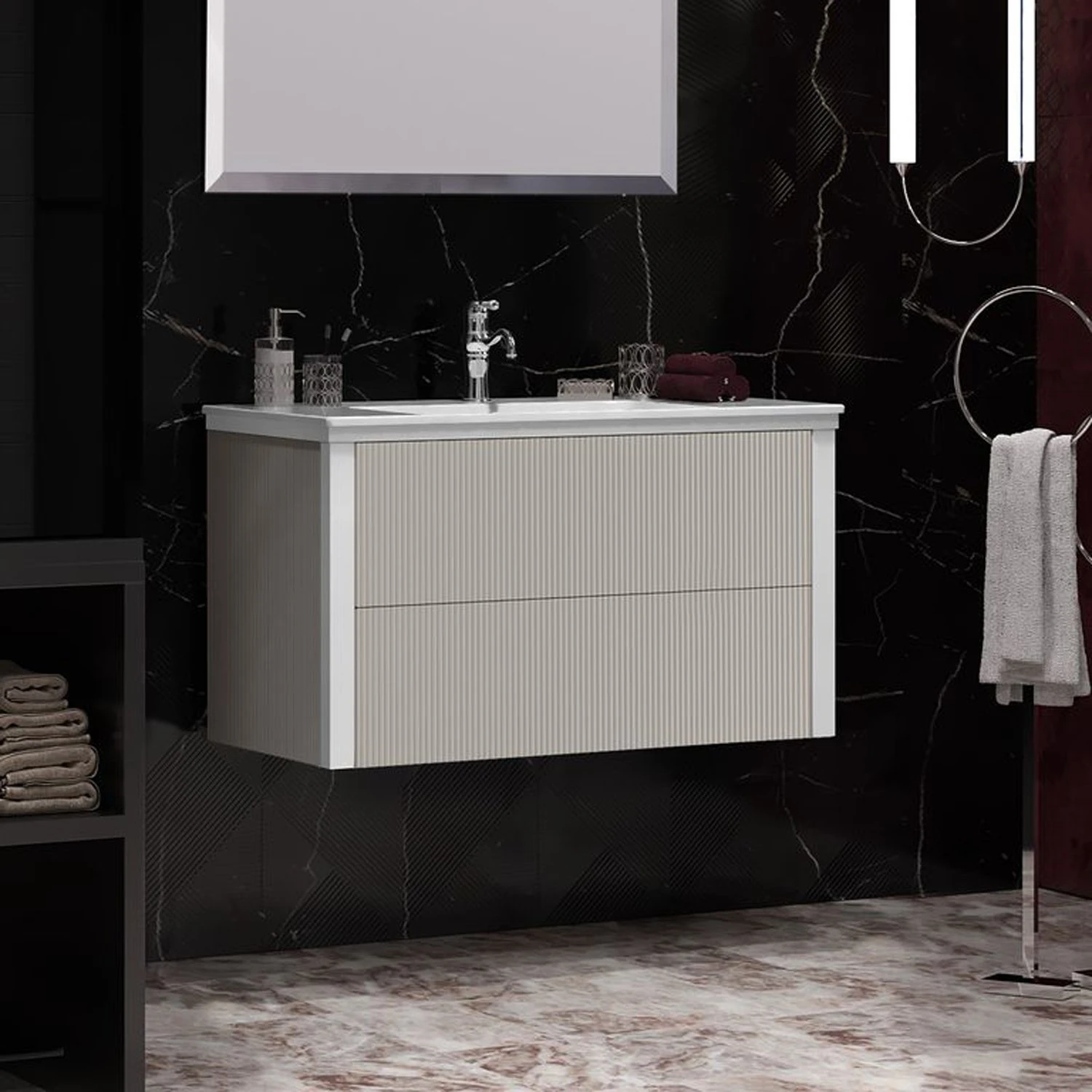 Мебель для ванной Опадирис Рубинно 90, подвесная, цвет серый глянец - фото 1