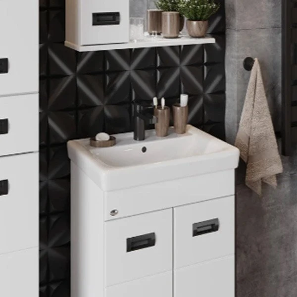 Мебель для ванной Оника Балтика-Квадро Black 55.11, цвет белый / черный - фото 1