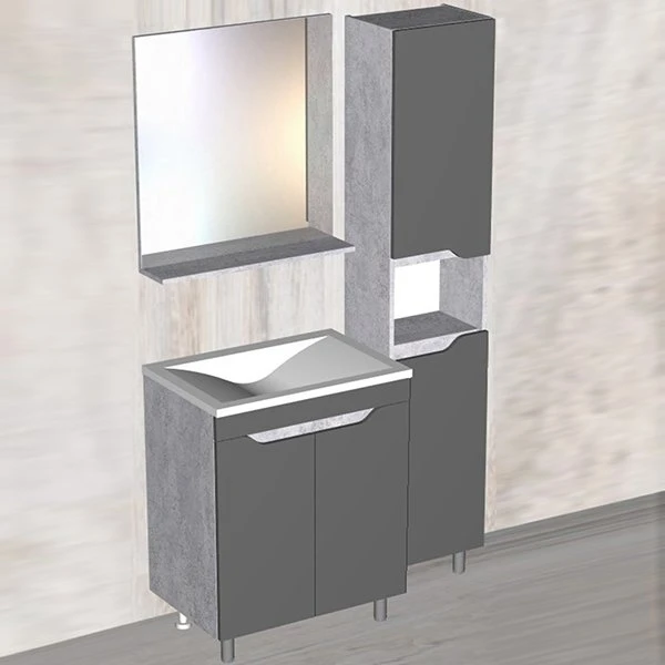 Мебель для ванной Stella Polar Абигель 80, с 2 дверцами, цвет серый / цемент