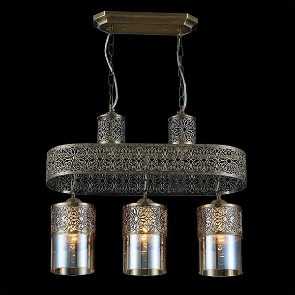 Подвесной светильник Citilux Эмир CL467233, арматура бронза, плафоны стекло бежевое, 56х20 см - фото 1