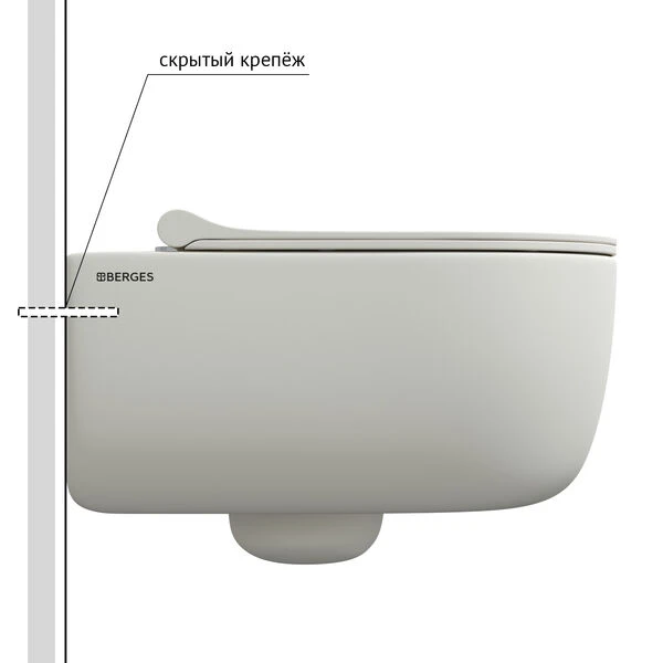 Унитаз Berges Ego XL 082228 подвесной, безободковый, с сиденьем микролифт, цвет белый матовый - фото 1